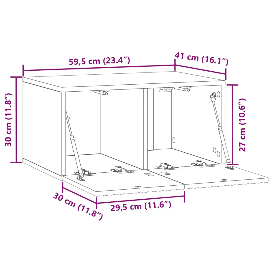 Meuble TV mural Bois ancien 59,5 x 41 x 30 cm Bois d'ingénierie - 8