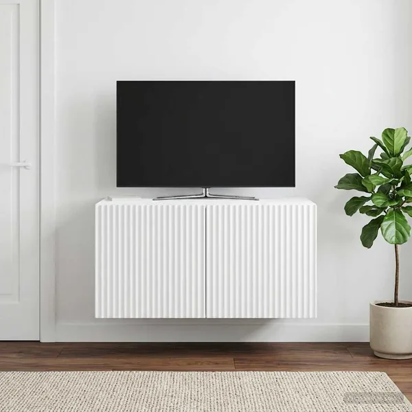 Meuble TV mural Blanc 59,5 x 41 x 30 cm Bois d'ingénierie