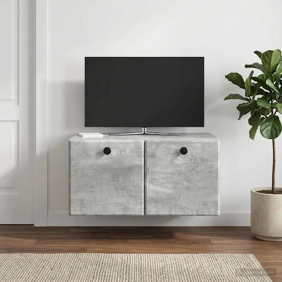Meuble TV mural 59,5 x 41 x 30 cm Gris béton Bois d'ingénierie