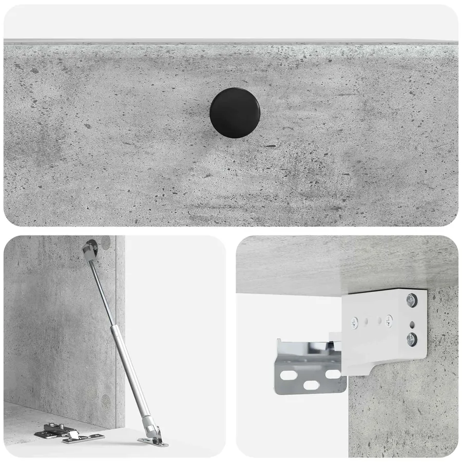 Meuble TV mural 59,5 x 41 x 30 cm Gris béton Bois d'ingénierie - 9