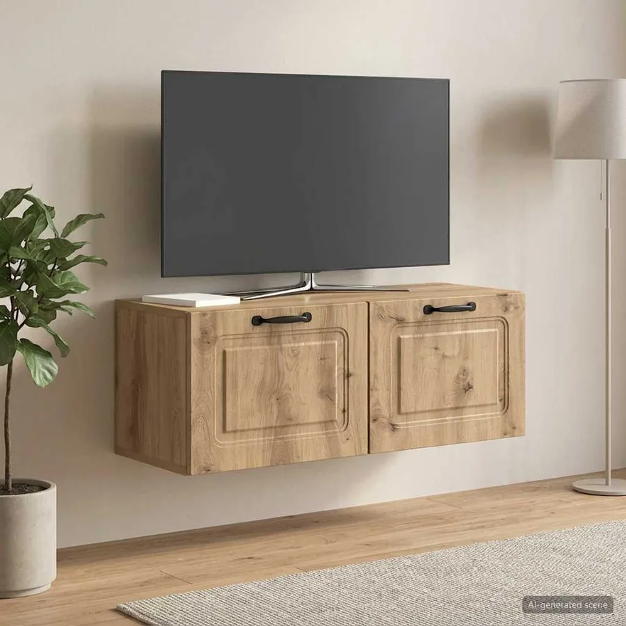 Meuble TV mural 78,5 x 31 x 30 cm Chêne artisanal