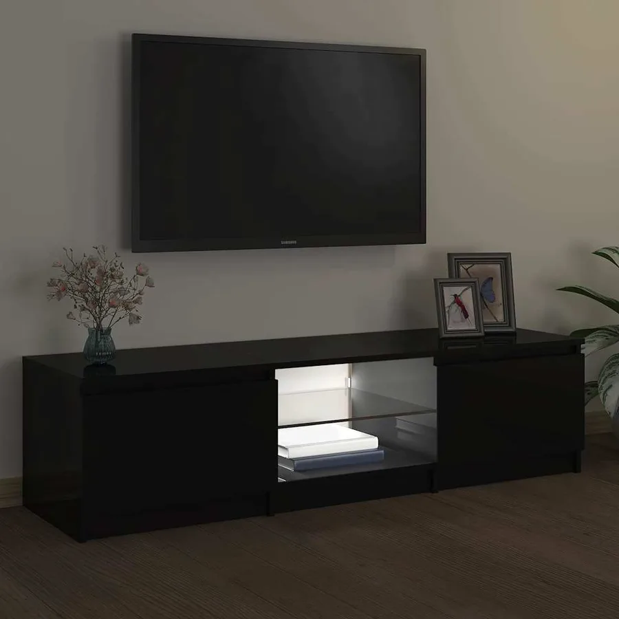 Meuble TV avec lumières LED noir 140x40x36 cm - 4