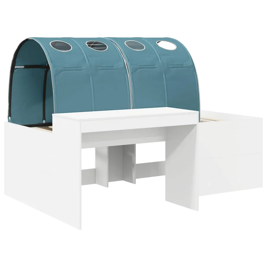 Lit avec Tunnel 3 pc Blanc et bleu clair Bois d'ingénierie - 3