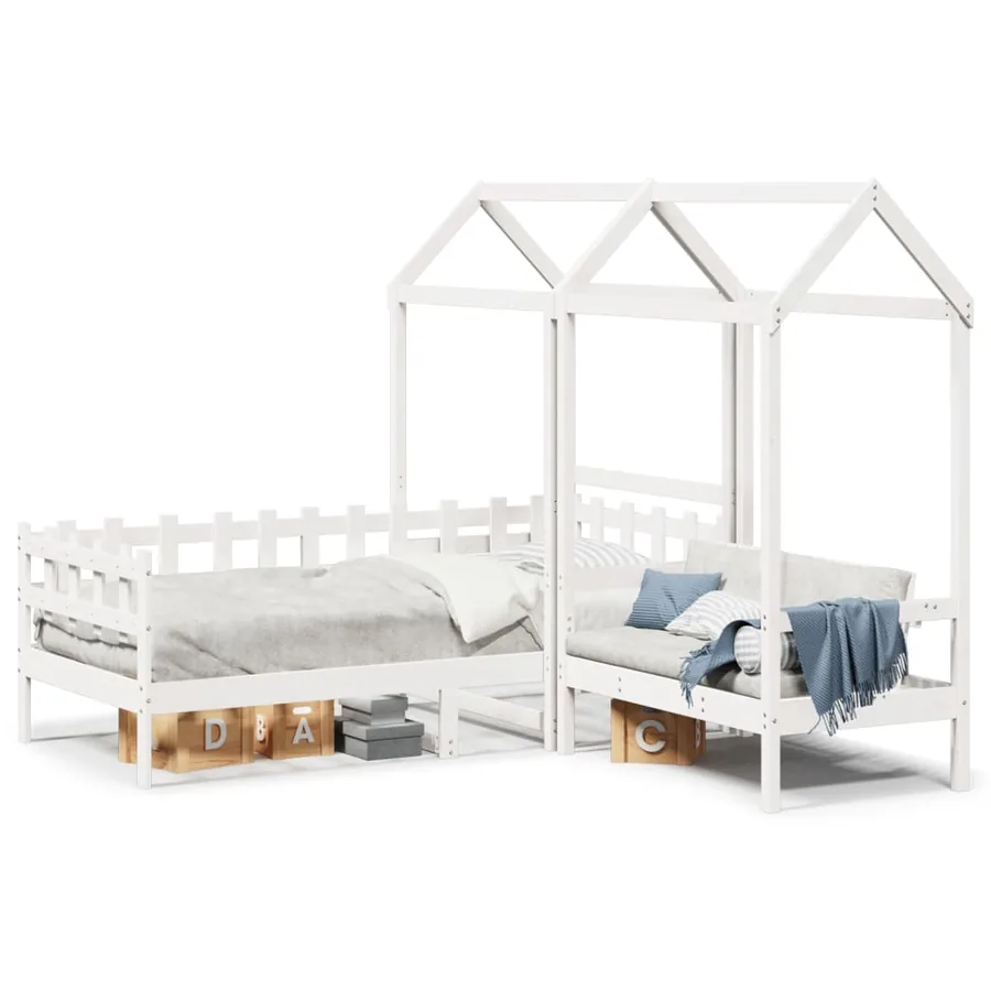 Ensemble de lit de jour et de banc et toit sans matelas blanc - 2