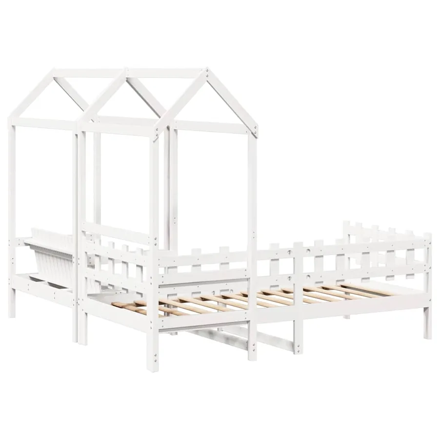 Ensemble de lit de jour et de banc et toit sans matelas blanc - 9