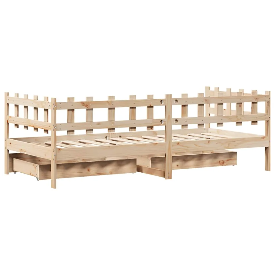 Lit de jour avec tiroirs sans matelas 90x190 cm bois massif - 8