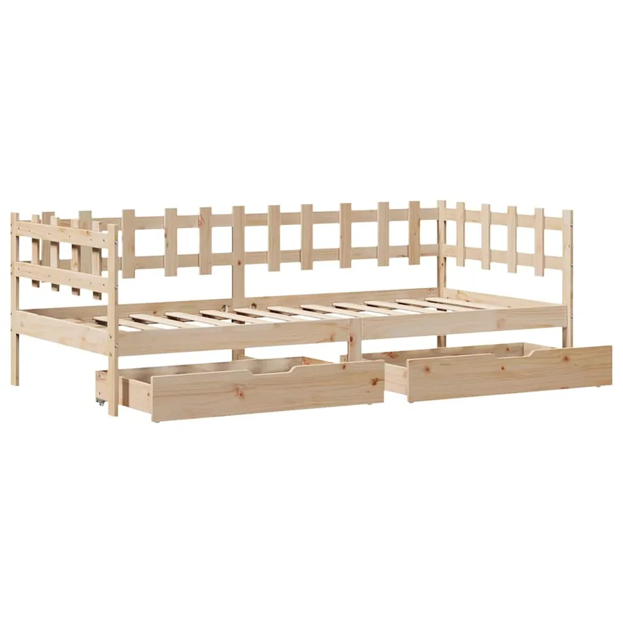 Lit de jour avec tiroirs sans matelas 90x190 cm bois massif - 9