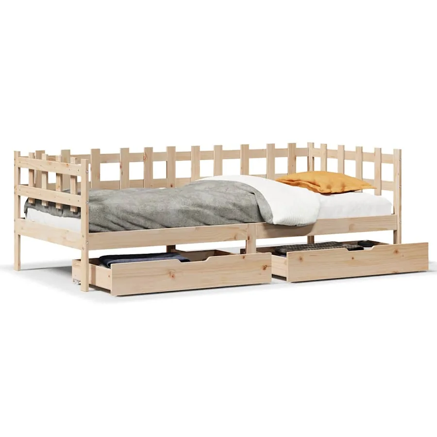 Lit de jour avec tiroirs sans matelas 80x200 cm bois massif - 2