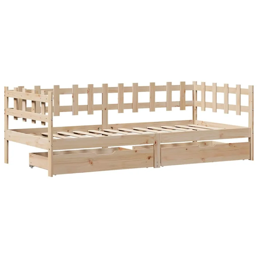 Lit de jour avec tiroirs sans matelas 80x200 cm bois massif - 3