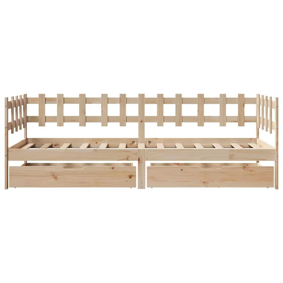 Lit de jour avec tiroirs sans matelas 80x200 cm bois massif - 4