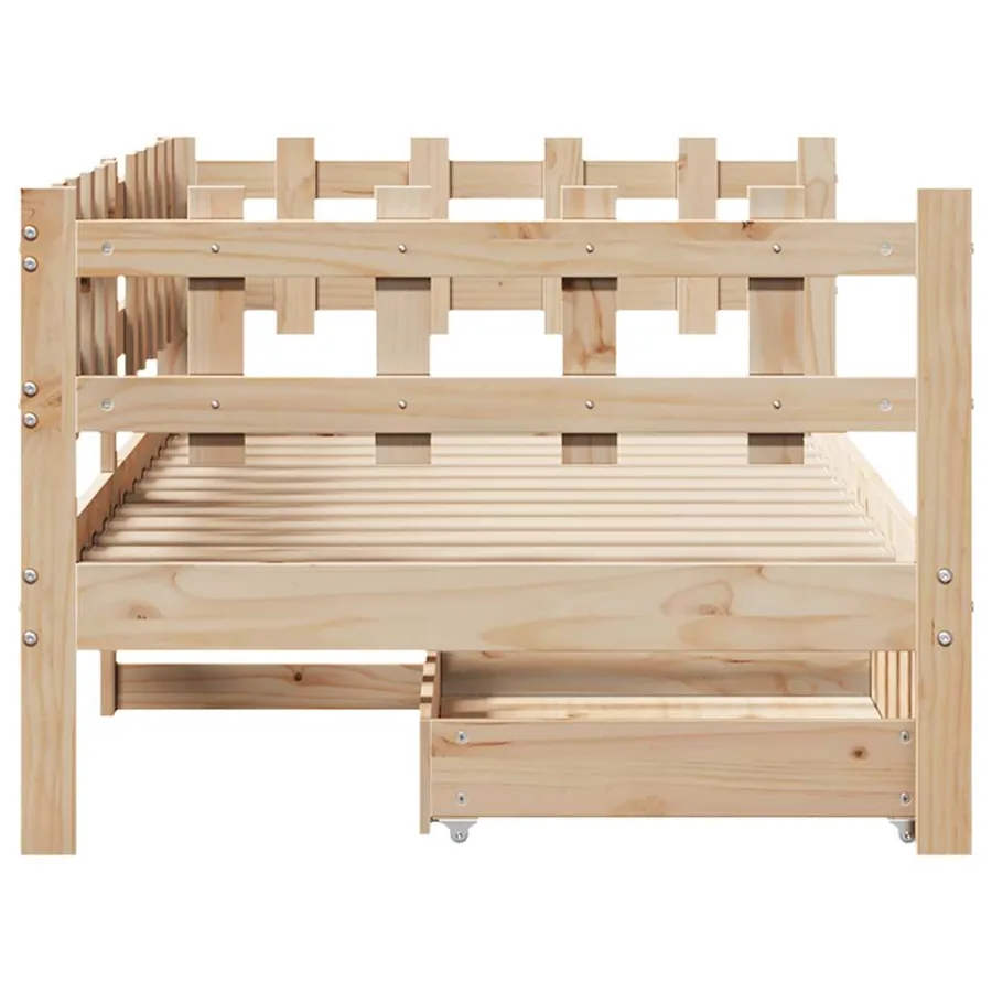 Lit de jour avec tiroirs sans matelas 80x200 cm bois massif - 7