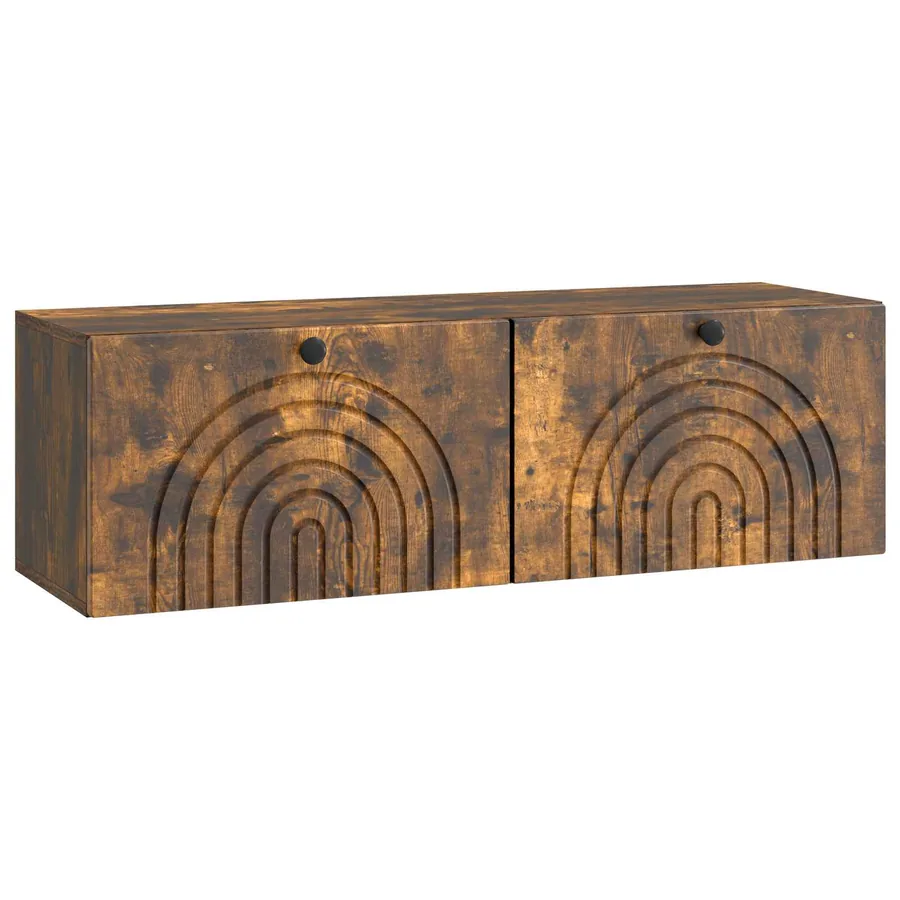 Meuble TV mural Chêne fumé 98 x 31 x 30 cm Bois d'ingénierie - 2