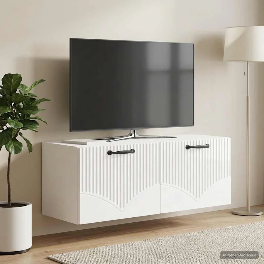 Meuble TV mural Montage mural Blanc brillant 78,5 x 31 x 30 cm - 4