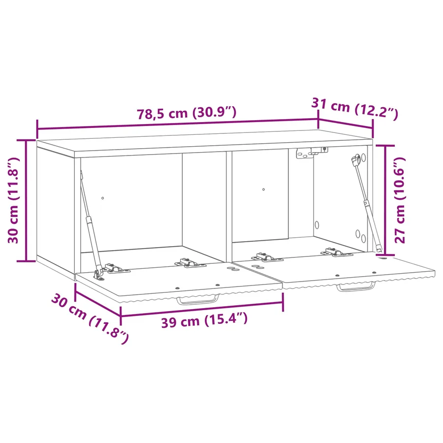 Meuble TV mural Montage mural Blanc brillant 78,5 x 31 x 30 cm - 8