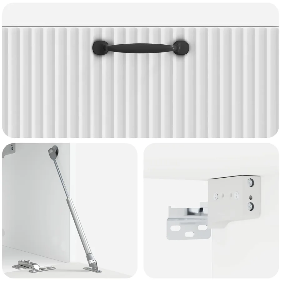 Meuble TV mural Montage mural Blanc brillant 78,5 x 31 x 30 cm - 9