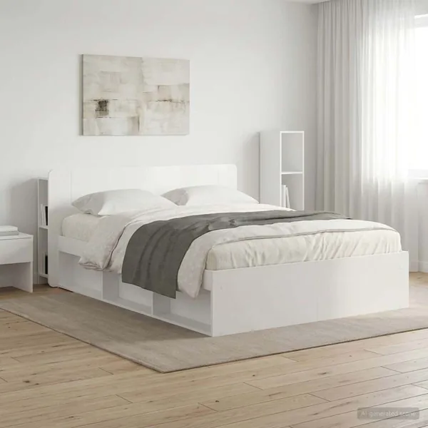 Cabinet de Tête de Lit Blanc brillant Bois d'ingénierie