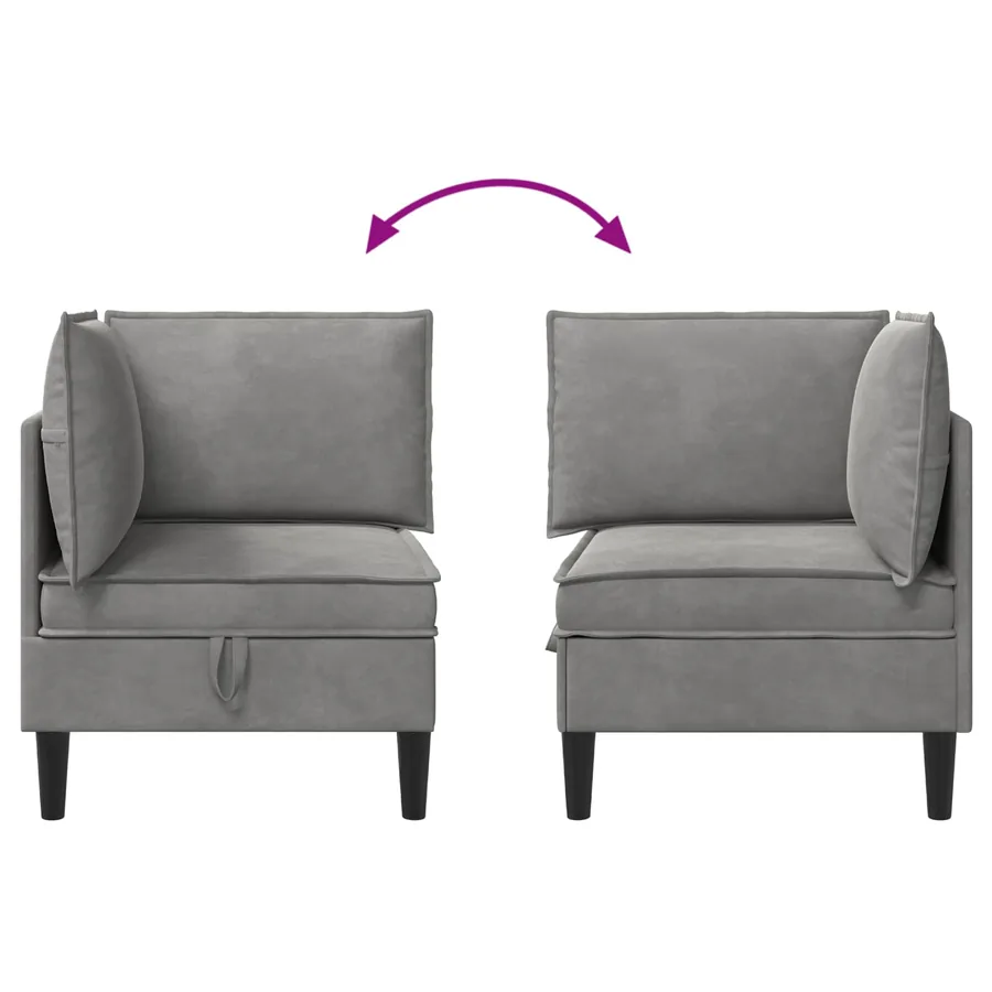Sofa avec rangement Gris clair Velours - 10