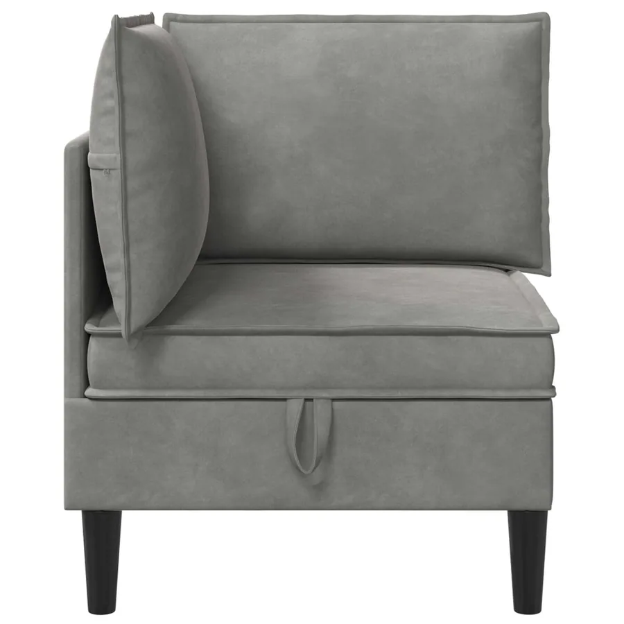 Sofa avec rangement Gris clair Velours - 5
