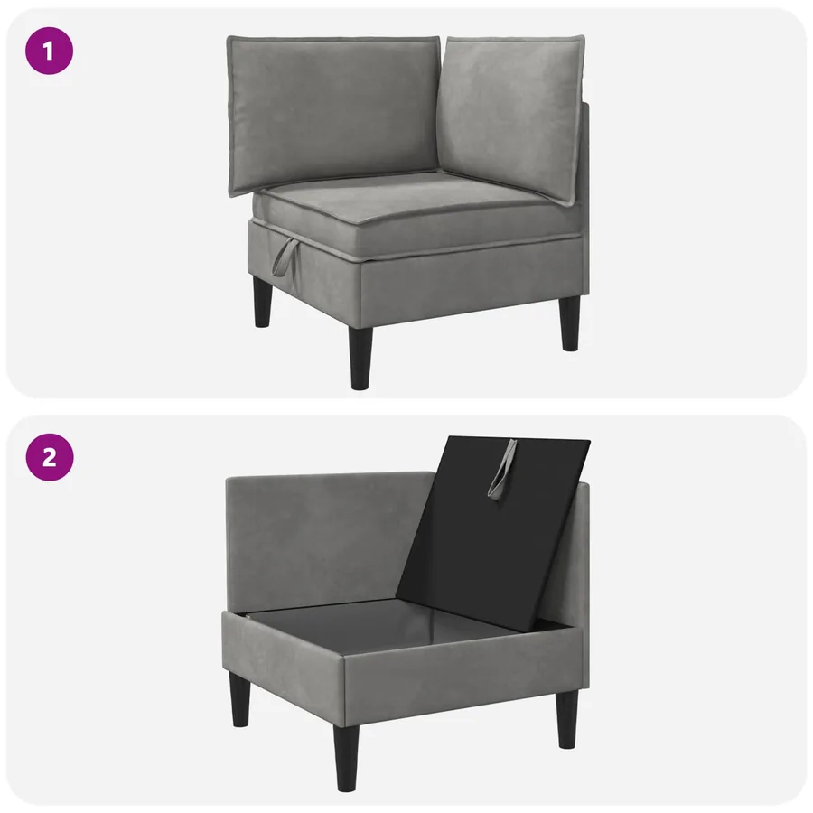 Sofa avec rangement Gris clair Velours - 9