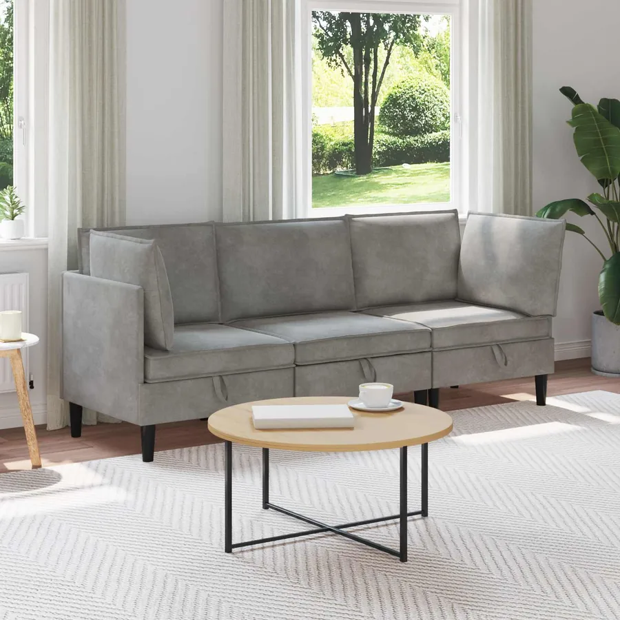 Ensemble de meubles pour le salon 3 pcs Gris clair Velours