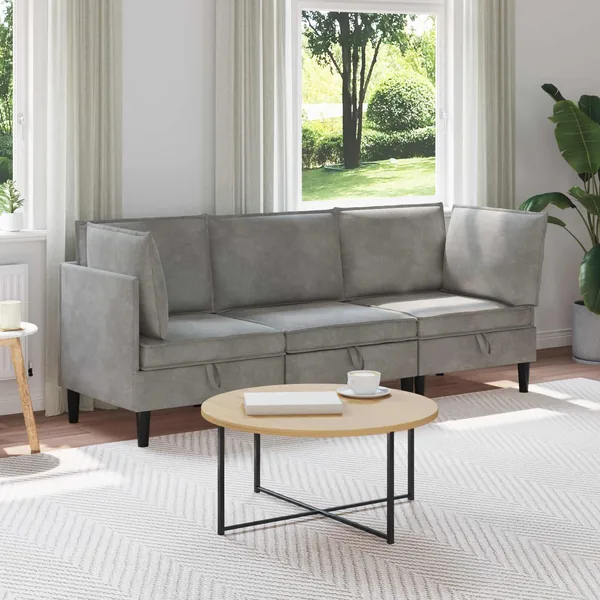 Ensemble de meubles pour le salon 3 pcs Gris clair Velours
