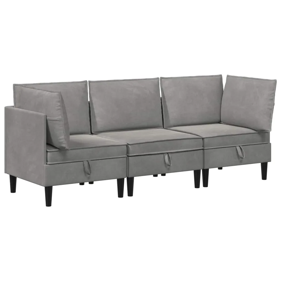 Ensemble de meubles pour le salon 3 pcs Gris clair Velours - 2