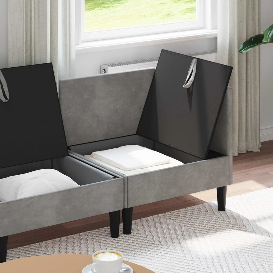 Ensemble de meubles pour le salon 3 pcs Gris clair Velours - 3