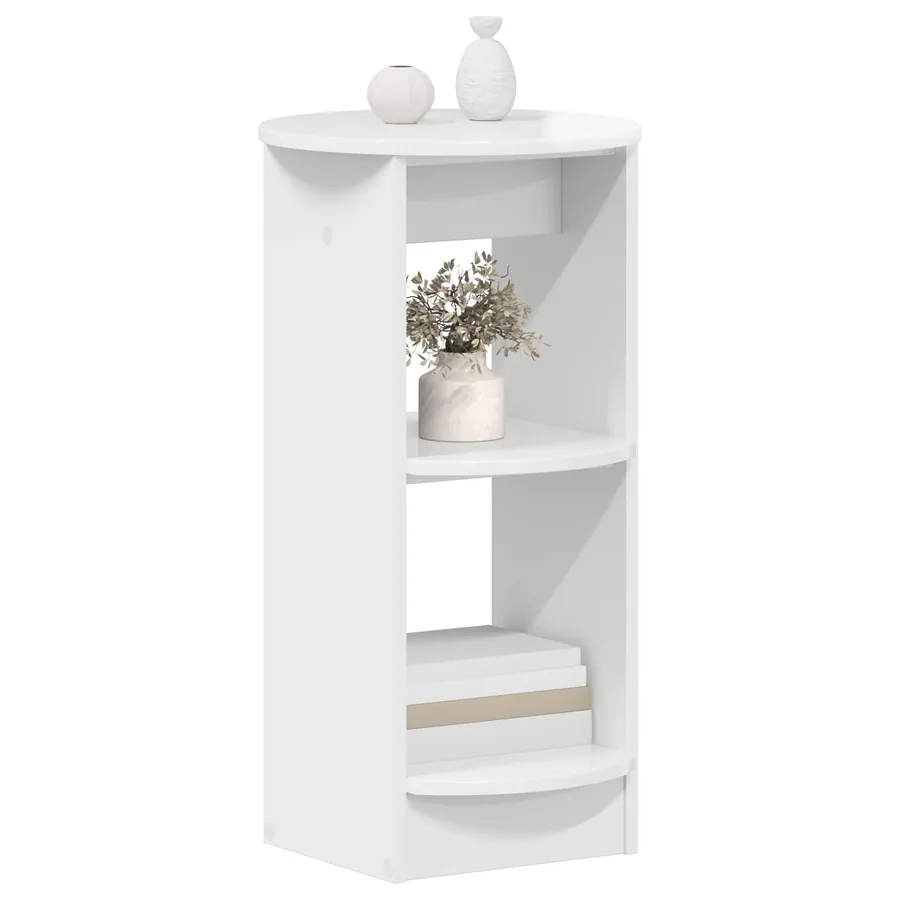 Meuble d'appoint Blanc Brillant Bois d’ingénierie - 3