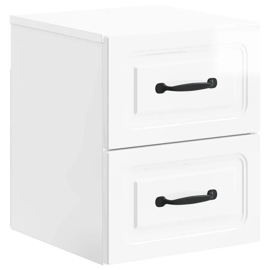 Cabinet de chevet mural Blanc brillant 34,5 x 33 x 40 cm - 2
