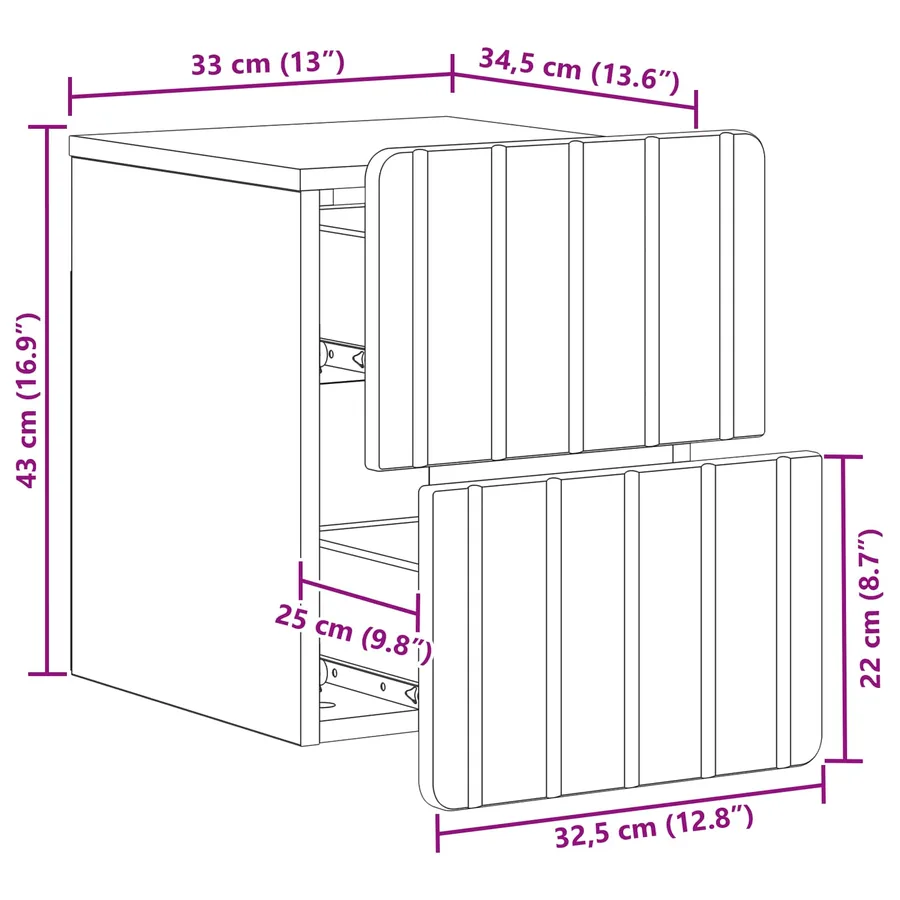 Cabinet de chevet mural 2 pcs Blanc brillant 33 x 34,5 x 43 cm - 12