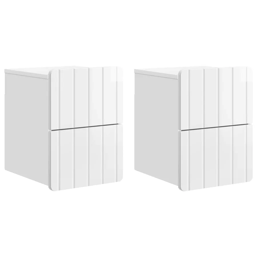Cabinet de chevet mural 2 pcs Blanc brillant 33 x 34,5 x 43 cm - 2