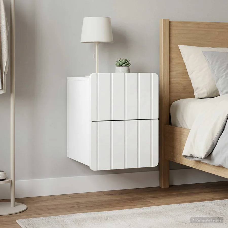 Cabinet de chevet mural 2 pcs Blanc brillant 33 x 34,5 x 43 cm - 4