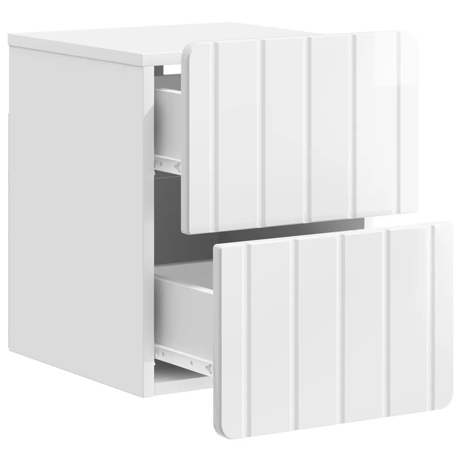 Cabinet de chevet mural 2 pcs Blanc brillant 33 x 34,5 x 43 cm - 6