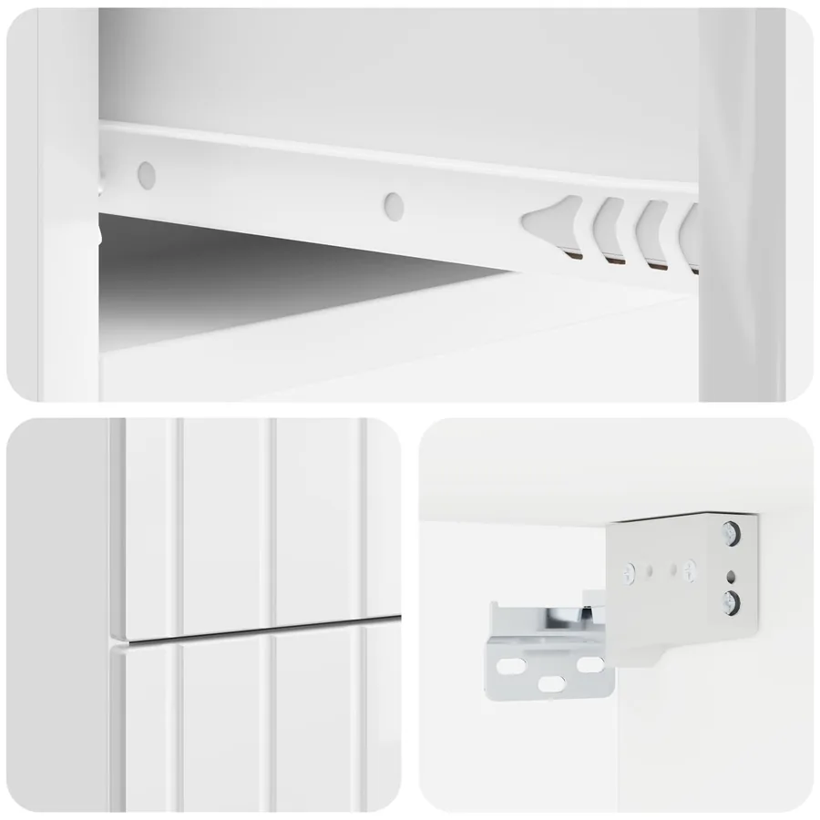 Cabinet de chevet mural 2 pcs Blanc brillant 33 x 34,5 x 43 cm - 8