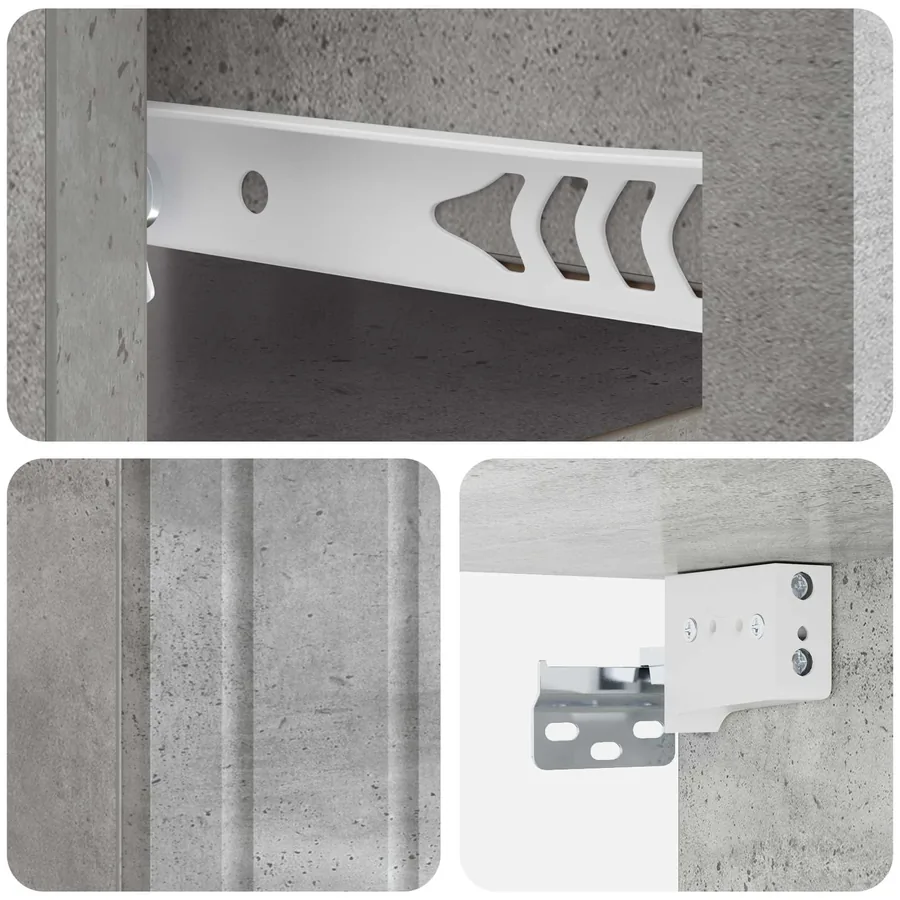 Cabinet de chevet mural 2 pcs Gris béton 33 x 34,5 x 24 cm - 8