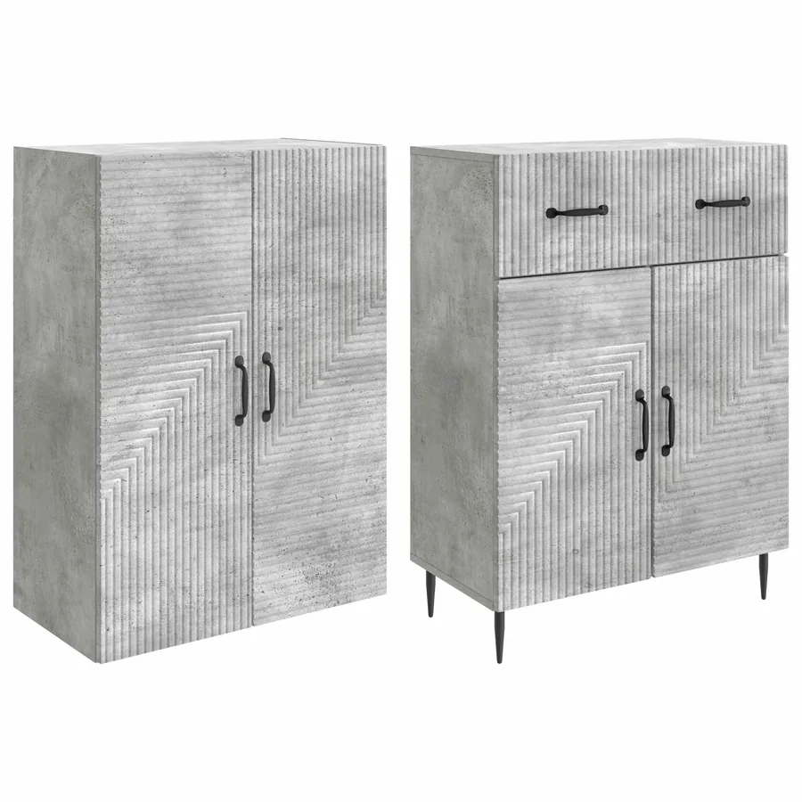 Ensemble de Meubles 2 pcs Gris béton 66 x 34,5 x 89,5 cm - 4