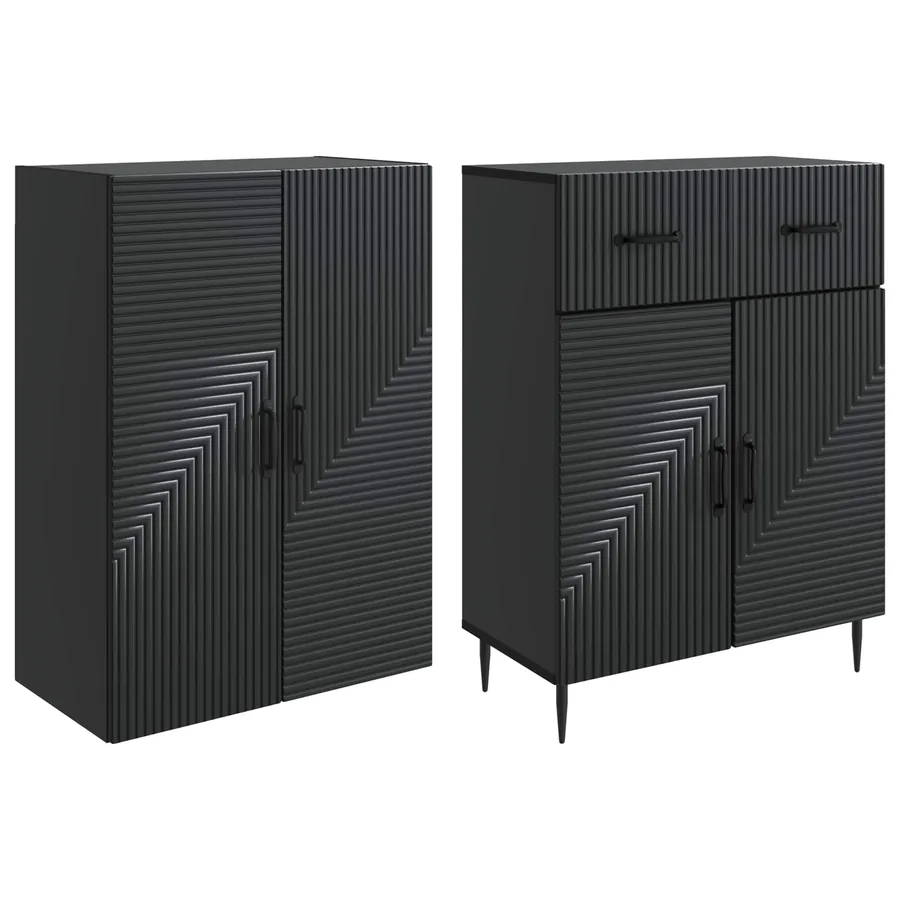 Ensemble de Meubles 2 pcs Noir 66 x 34,5 x 89,5 cm - 4