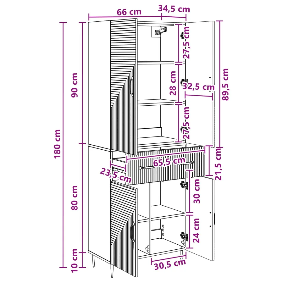 Ensemble de Meubles 2 pcs Noir 66 x 34,5 x 89,5 cm - 9
