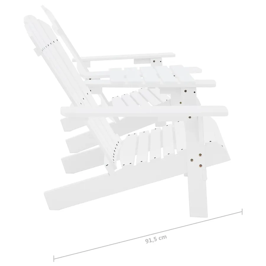 Chaises de jardin Adirondack avec table bois de sapin blanc - 7