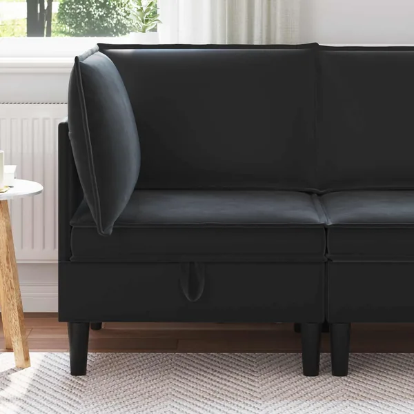 Sofa avec rangement Noir Velours