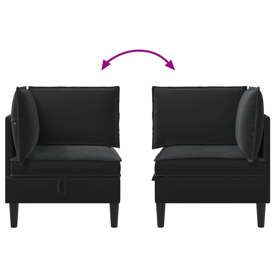 Sofa avec rangement Noir Velours - 8