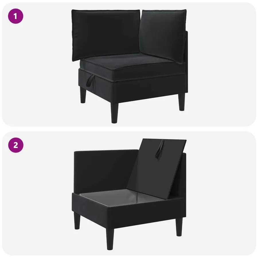 Sofa avec rangement Noir Velours - 9