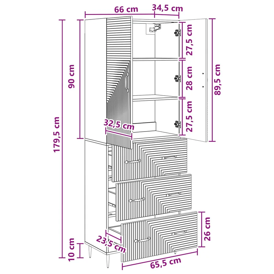 Ensemble de Meubles 2 pcs Noir 66 x 34,5 x 90 cm - 9