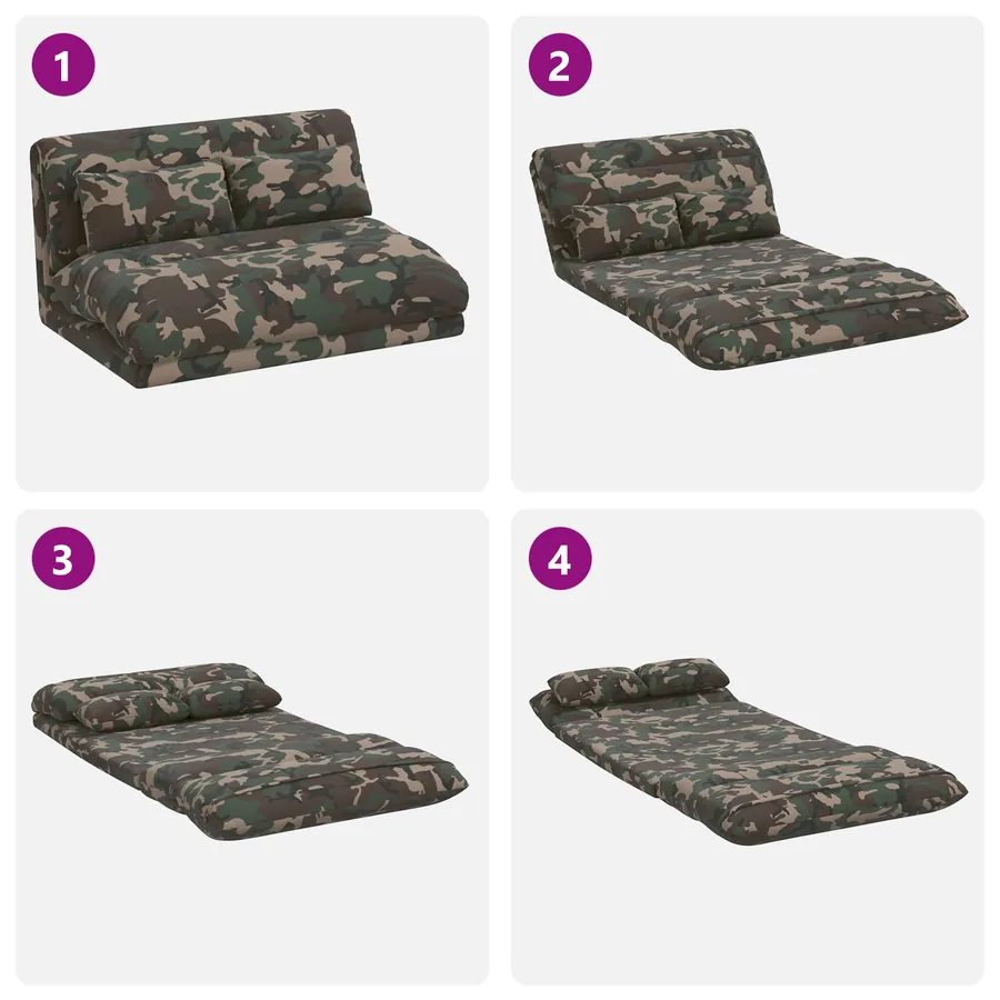 Fauteuil de sol ajustable Vert armée Tissu - 9