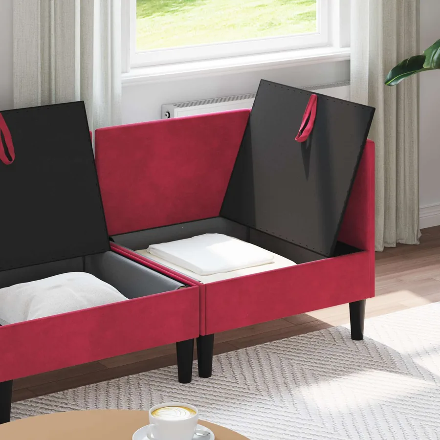 Ensemble de meubles pour le salon 4 pcs Bordeaux Velours - 3