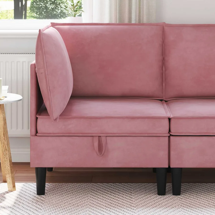 Sofa avec rangement Rose Velours