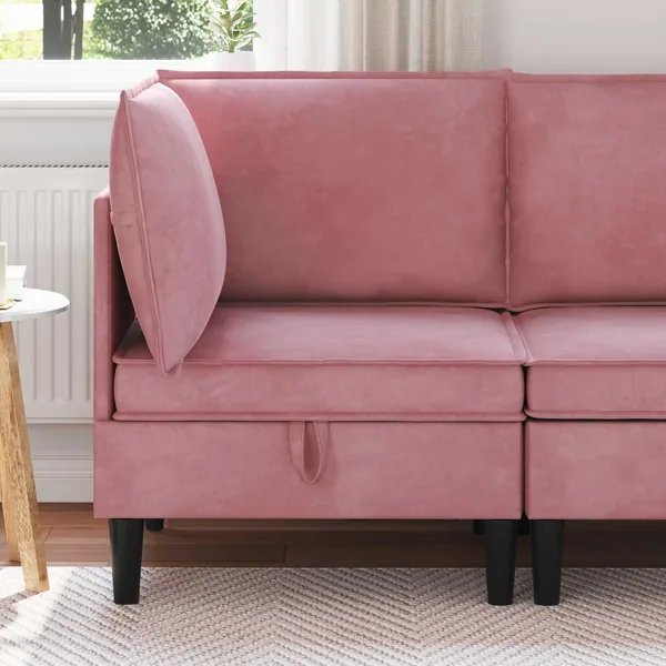 Sofa avec rangement Rose Velours