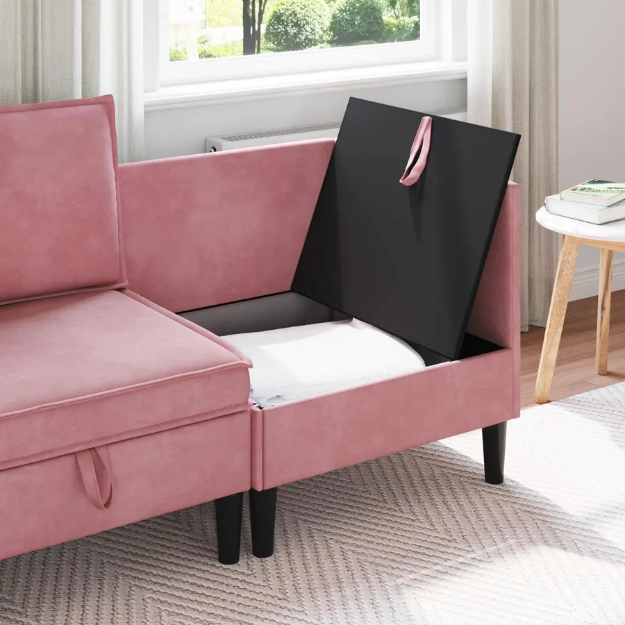Sofa avec rangement Rose Velours - 3