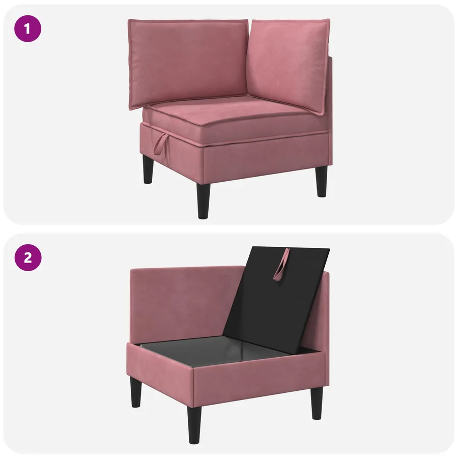 Sofa avec rangement Rose Velours - 9