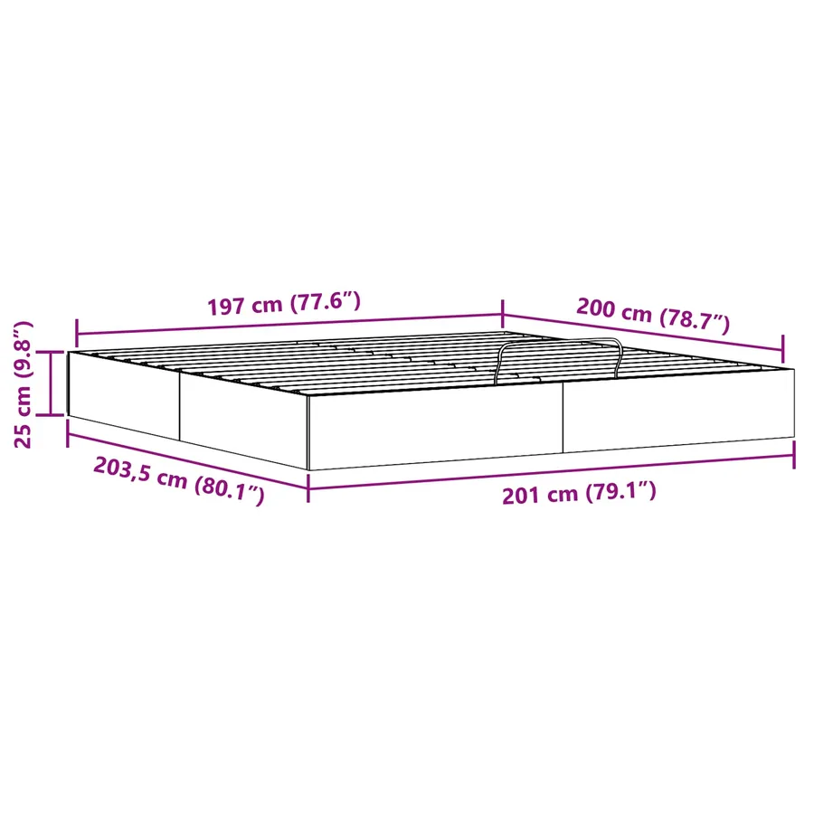 Cadre de lit ottoman avec rangement Blanc 200 x 200 cm - 10